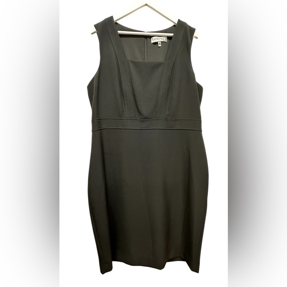 Kasper Women's Square Neck Sheath Dress Black Size 16 NWT Cocktail Sleeveless